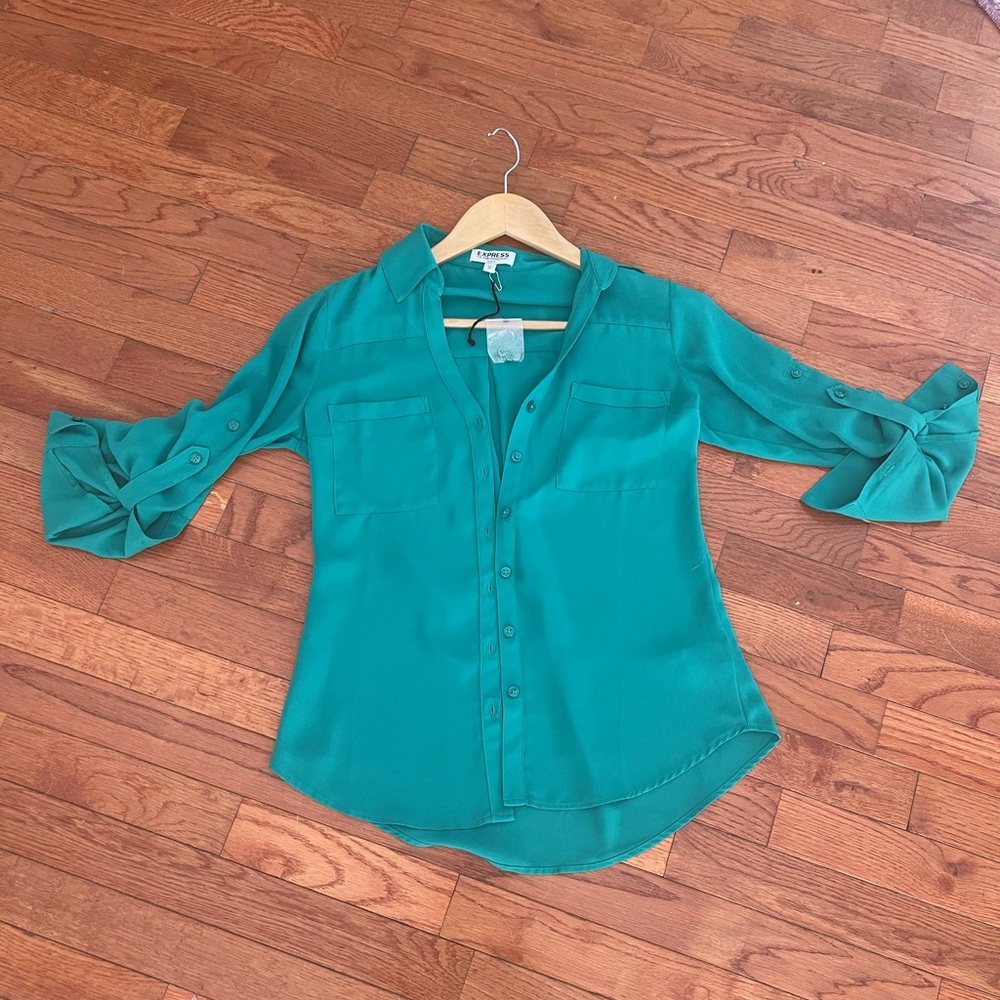 Kelly green Express portfolio shirt button down